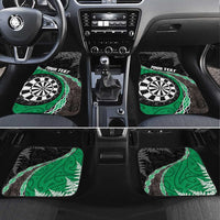 Personalised New Zealand Darts Car Mats Koru Tribal Tattoo and Silver Fern Maori Pattern Green Color LT03 Set 4pcs Green - Polynesian Pride