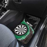 Personalised New Zealand Darts Car Mats Koru Tribal Tattoo and Silver Fern Maori Pattern Green Color LT03 - Polynesian Pride
