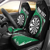 Personalised New Zealand Darts Car Seat Cover Koru Tribal Tattoo and Silver Fern Maori Pattern Green Color LT03 - Polynesian Pride