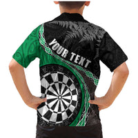 Personalised New Zealand Darts Family Matching Mermaid Dress and Hawaiian Shirt Koru Tribal Tattoo and Silver Fern Maori Pattern Green Color LT03 - Polynesian Pride