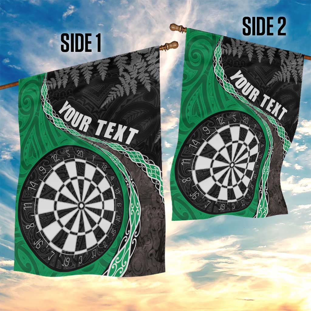 Personalised New Zealand Darts Garden Flag Koru Tribal Tattoo and Silver Fern Maori Pattern Green Color LT03 - Polynesian Pride