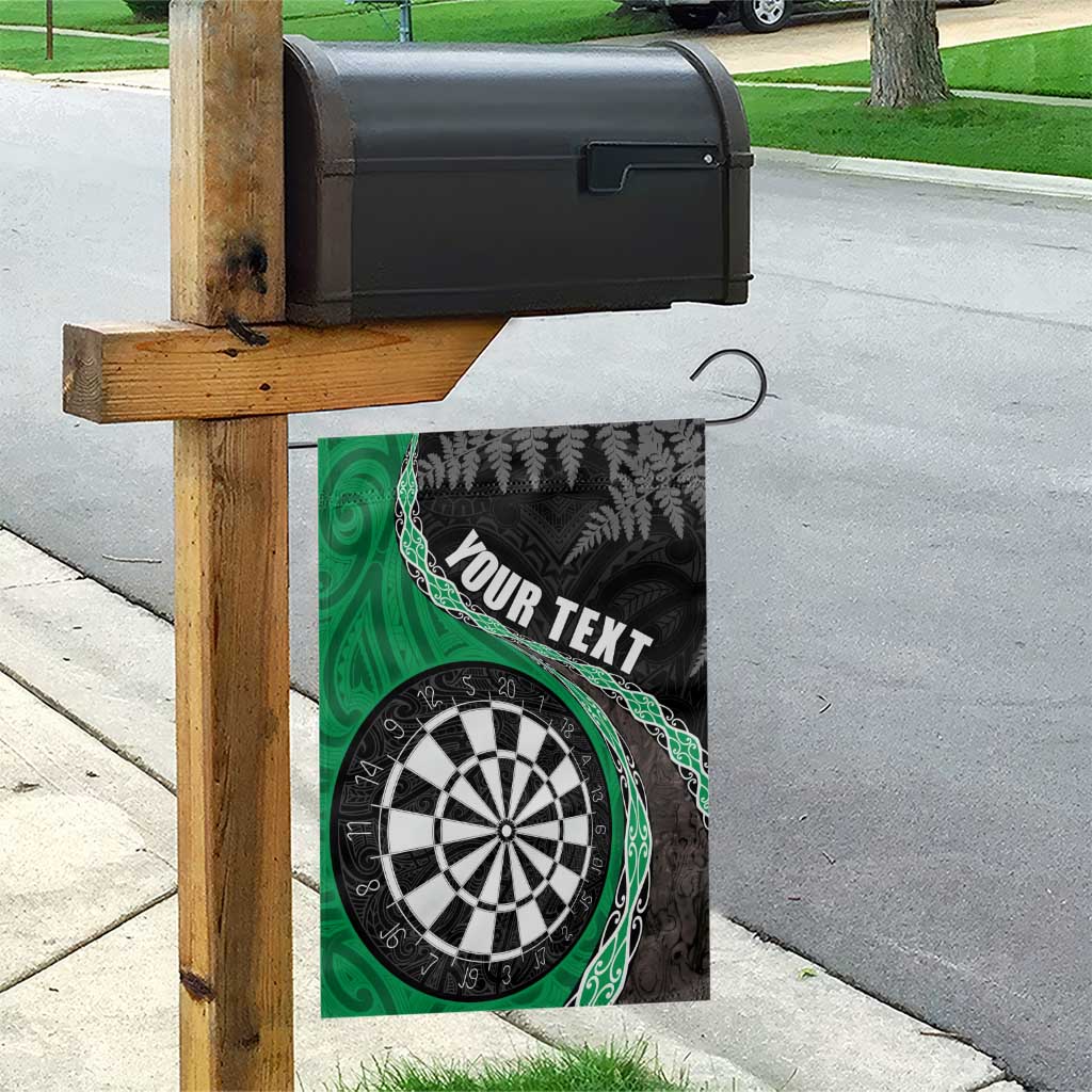 Personalised New Zealand Darts Garden Flag Koru Tribal Tattoo and Silver Fern Maori Pattern Green Color LT03 - Polynesian Pride