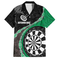 Personalised New Zealand Darts Hawaiian Shirt Koru Tribal Tattoo and Silver Fern Maori Pattern Green Color LT03 Green - Polynesian Pride