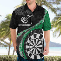 Personalised New Zealand Darts Hawaiian Shirt Koru Tribal Tattoo and Silver Fern Maori Pattern Green Color LT03 - Polynesian Pride