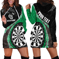 Personalised New Zealand Darts Hoodie Dress Koru Tribal Tattoo and Silver Fern Maori Pattern Green Color LT03 - Polynesian Pride
