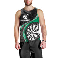 Personalised New Zealand Darts Men Tank Top Koru Tribal Tattoo and Silver Fern Maori Pattern Green Color LT03 - Polynesian Pride