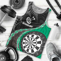 Personalised New Zealand Darts Men Tank Top Koru Tribal Tattoo and Silver Fern Maori Pattern Green Color LT03 - Polynesian Pride