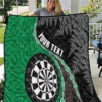 Personalised New Zealand Darts Quilt Koru Tribal Tattoo and Silver Fern Maori Pattern Green Color LT03 Green - Polynesian Pride