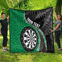 Personalised New Zealand Darts Quilt Koru Tribal Tattoo and Silver Fern Maori Pattern Green Color LT03 - Polynesian Pride