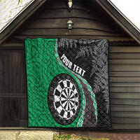 Personalised New Zealand Darts Quilt Koru Tribal Tattoo and Silver Fern Maori Pattern Green Color LT03 - Polynesian Pride