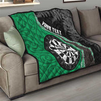 Personalised New Zealand Darts Quilt Koru Tribal Tattoo and Silver Fern Maori Pattern Green Color LT03 - Polynesian Pride