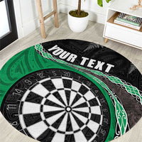 Personalised New Zealand Darts Round Carpet Koru Tribal Tattoo and Silver Fern Maori Pattern Green Color LT03 Green - Polynesian Pride
