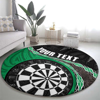 Personalised New Zealand Darts Round Carpet Koru Tribal Tattoo and Silver Fern Maori Pattern Green Color LT03 - Polynesian Pride