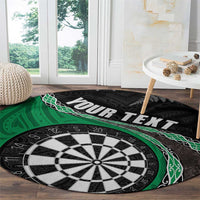 Personalised New Zealand Darts Round Carpet Koru Tribal Tattoo and Silver Fern Maori Pattern Green Color LT03 - Polynesian Pride