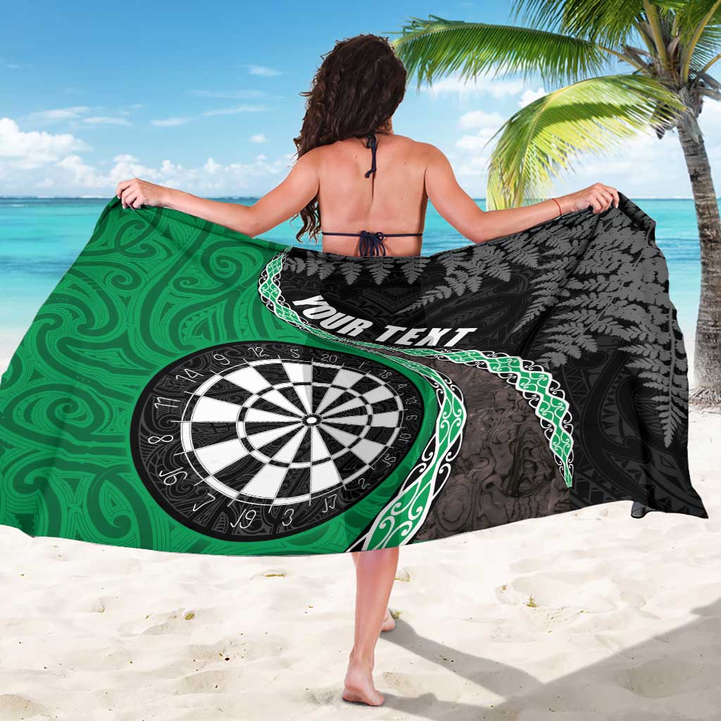 Personalised New Zealand Darts Sarong Koru Tribal Tattoo and Silver Fern Maori Pattern Green Color LT03 - Polynesian Pride