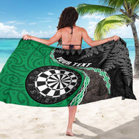 Personalised New Zealand Darts Sarong Koru Tribal Tattoo and Silver Fern Maori Pattern Green Color LT03 - Polynesian Pride