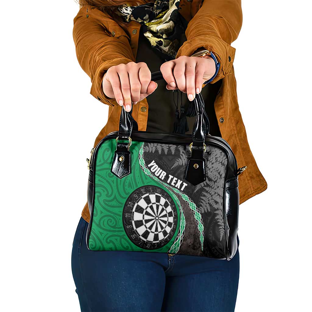 Personalised New Zealand Darts Shoulder Handbag Koru Tribal Tattoo and Silver Fern Maori Pattern Green Color LT03 One Size Green - Polynesian Pride