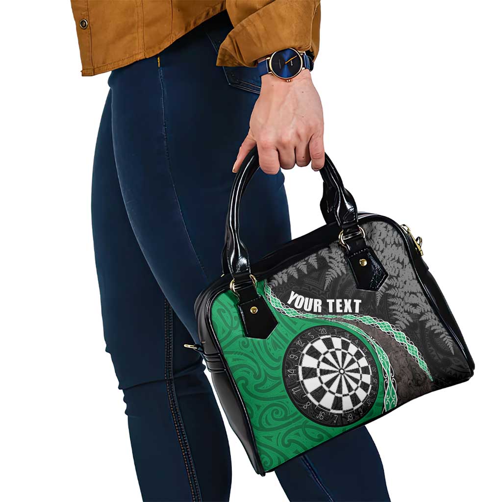 Personalised New Zealand Darts Shoulder Handbag Koru Tribal Tattoo and Silver Fern Maori Pattern Green Color LT03 - Polynesian Pride