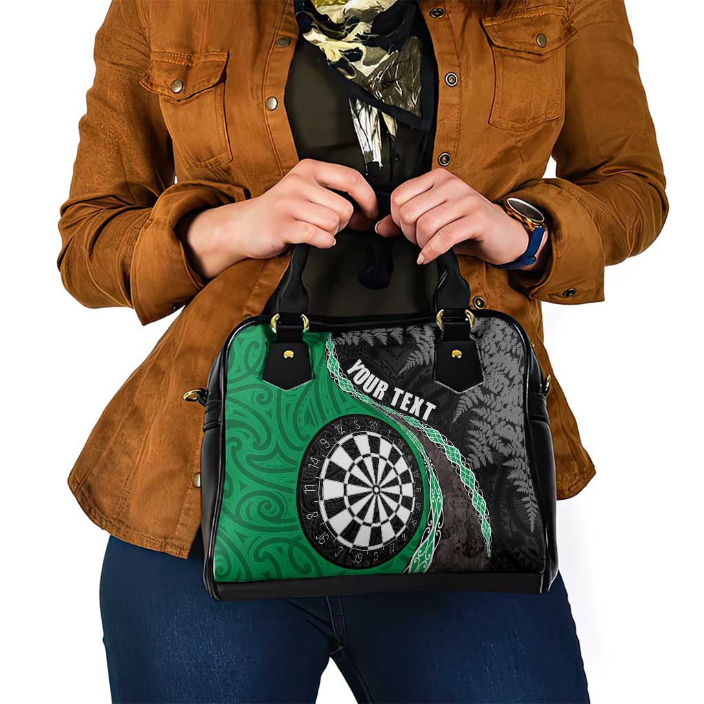 Personalised New Zealand Darts Shoulder Handbag Koru Tribal Tattoo and Silver Fern Maori Pattern Green Color LT03 - Polynesian Pride