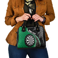 Personalised New Zealand Darts Shoulder Handbag Koru Tribal Tattoo and Silver Fern Maori Pattern Green Color LT03 - Polynesian Pride