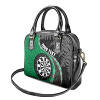 Personalised New Zealand Darts Shoulder Handbag Koru Tribal Tattoo and Silver Fern Maori Pattern Green Color LT03 - Polynesian Pride