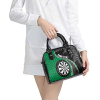 Personalised New Zealand Darts Shoulder Handbag Koru Tribal Tattoo and Silver Fern Maori Pattern Green Color LT03 - Polynesian Pride