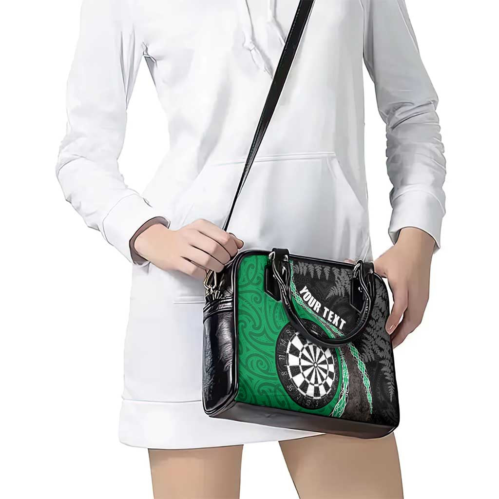 Personalised New Zealand Darts Shoulder Handbag Koru Tribal Tattoo and Silver Fern Maori Pattern Green Color LT03 - Polynesian Pride