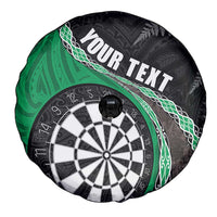 Personalised New Zealand Darts Spare Tire Cover Koru Tribal Tattoo and Silver Fern Maori Pattern Green Color LT03 - Polynesian Pride