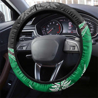 New Zealand Darts Steering Wheel Cover Koru Tribal Tattoo and Silver Fern Maori Pattern Green Color LT03 - Polynesian Pride