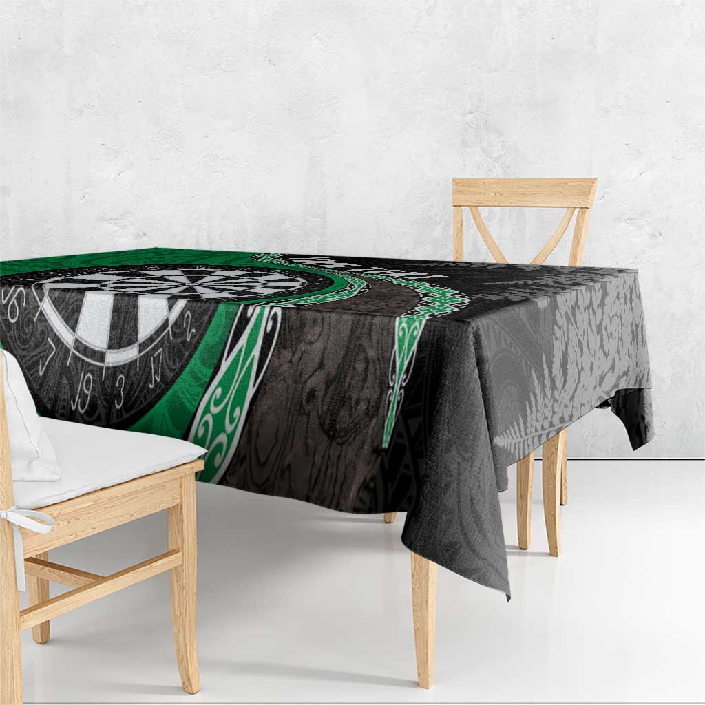Personalised New Zealand Darts Tablecloth Koru Tribal Tattoo and Silver Fern Maori Pattern Green Color LT03 - Polynesian Pride