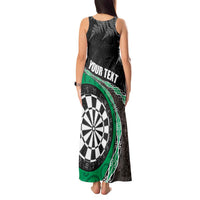 Personalised New Zealand Darts Tank Maxi Dress Koru Tribal Tattoo and Silver Fern Maori Pattern Green Color LT03 - Polynesian Pride