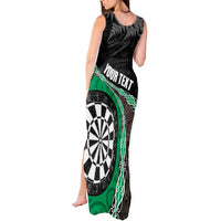 Personalised New Zealand Darts Tank Maxi Dress Koru Tribal Tattoo and Silver Fern Maori Pattern Green Color LT03 - Polynesian Pride