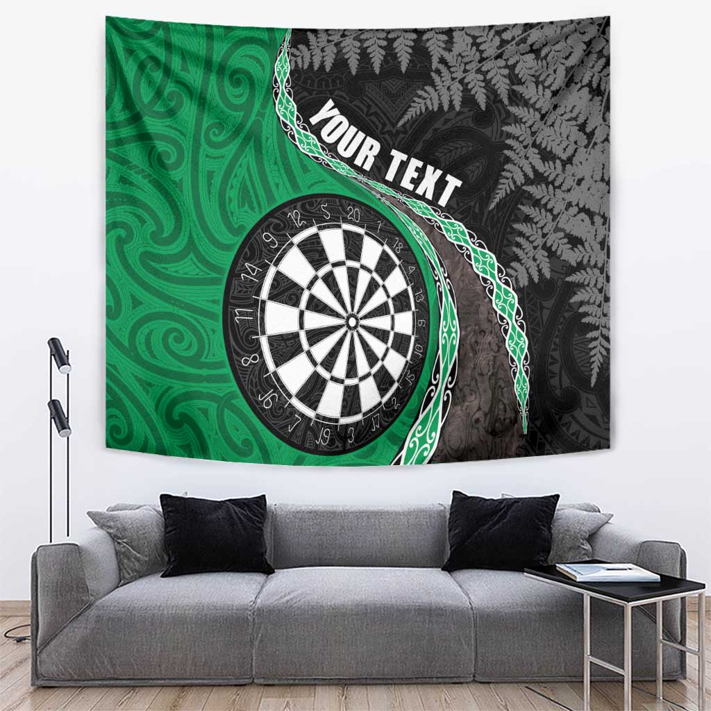 Personalised New Zealand Darts Tapestry Koru Tribal Tattoo and Silver Fern Maori Pattern Green Color LT03 Green - Polynesian Pride