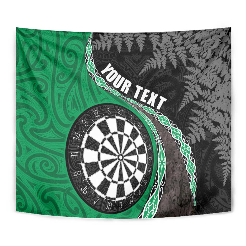Personalised New Zealand Darts Tapestry Koru Tribal Tattoo and Silver Fern Maori Pattern Green Color LT03 - Polynesian Pride