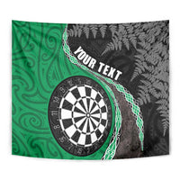 Personalised New Zealand Darts Tapestry Koru Tribal Tattoo and Silver Fern Maori Pattern Green Color LT03 - Polynesian Pride