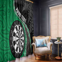 Personalised New Zealand Darts Window Curtain Koru Tribal Tattoo and Silver Fern Maori Pattern Green Color LT03 - Polynesian Pride