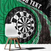 Personalised New Zealand Darts Window Curtain Koru Tribal Tattoo and Silver Fern Maori Pattern Green Color LT03 - Polynesian Pride