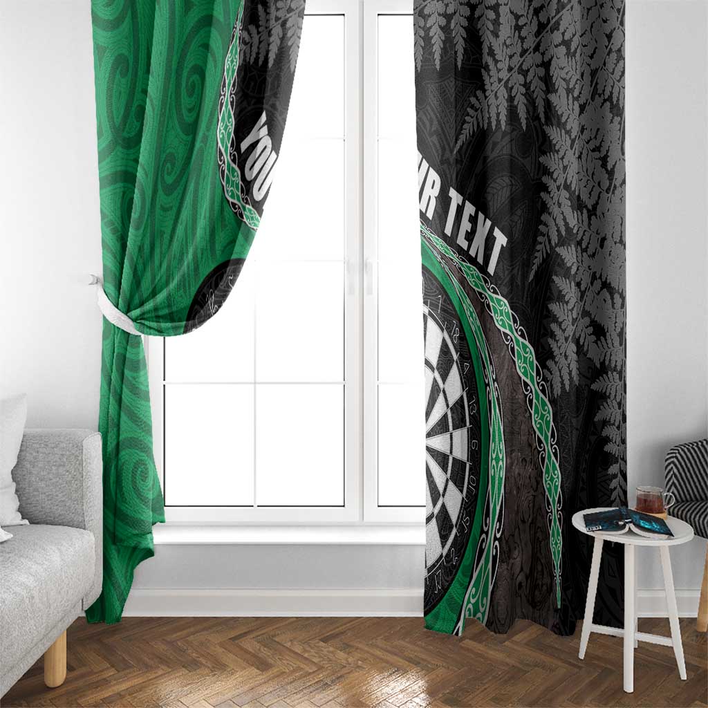 Personalised New Zealand Darts Window Curtain Koru Tribal Tattoo and Silver Fern Maori Pattern Green Color LT03 - Polynesian Pride