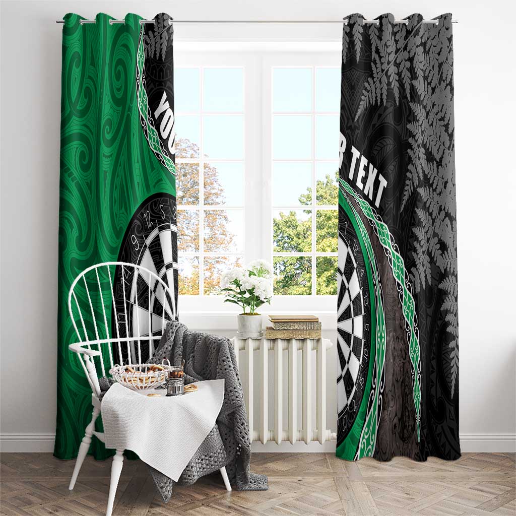 Personalised New Zealand Darts Window Curtain Koru Tribal Tattoo and Silver Fern Maori Pattern Green Color LT03 - Polynesian Pride