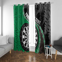 Personalised New Zealand Darts Window Curtain Koru Tribal Tattoo and Silver Fern Maori Pattern Green Color LT03 With Grommets Green - Polynesian Pride