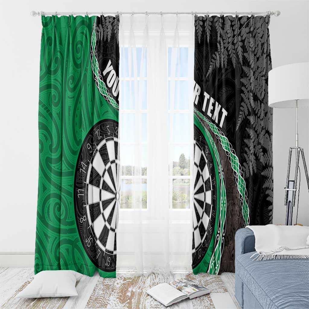 Personalised New Zealand Darts Window Curtain Koru Tribal Tattoo and Silver Fern Maori Pattern Green Color LT03 - Polynesian Pride