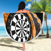 Personalised New Zealand Darts Beach Blanket Koru Tribal Tattoo and Silver Fern Maori Pattern Orange Color LT03 - Polynesian Pride