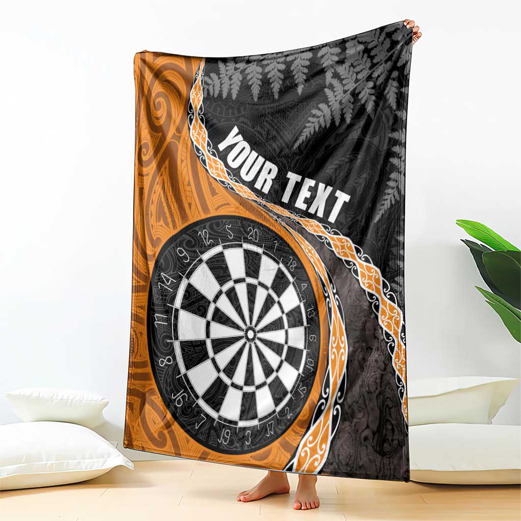 Personalised New Zealand Darts Blanket Koru Tribal Tattoo and Silver Fern Maori Pattern Orange Color LT03 - Polynesian Pride