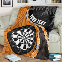 Personalised New Zealand Darts Blanket Koru Tribal Tattoo and Silver Fern Maori Pattern Orange Color LT03 - Polynesian Pride