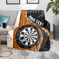 Personalised New Zealand Darts Blanket Koru Tribal Tattoo and Silver Fern Maori Pattern Orange Color LT03 - Polynesian Pride