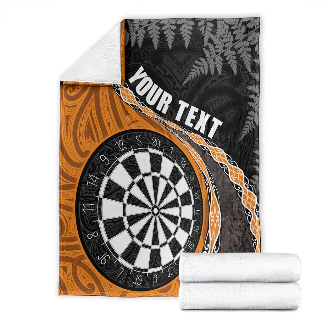 Personalised New Zealand Darts Blanket Koru Tribal Tattoo and Silver Fern Maori Pattern Orange Color LT03 - Polynesian Pride
