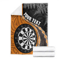 Personalised New Zealand Darts Blanket Koru Tribal Tattoo and Silver Fern Maori Pattern Orange Color LT03 - Polynesian Pride