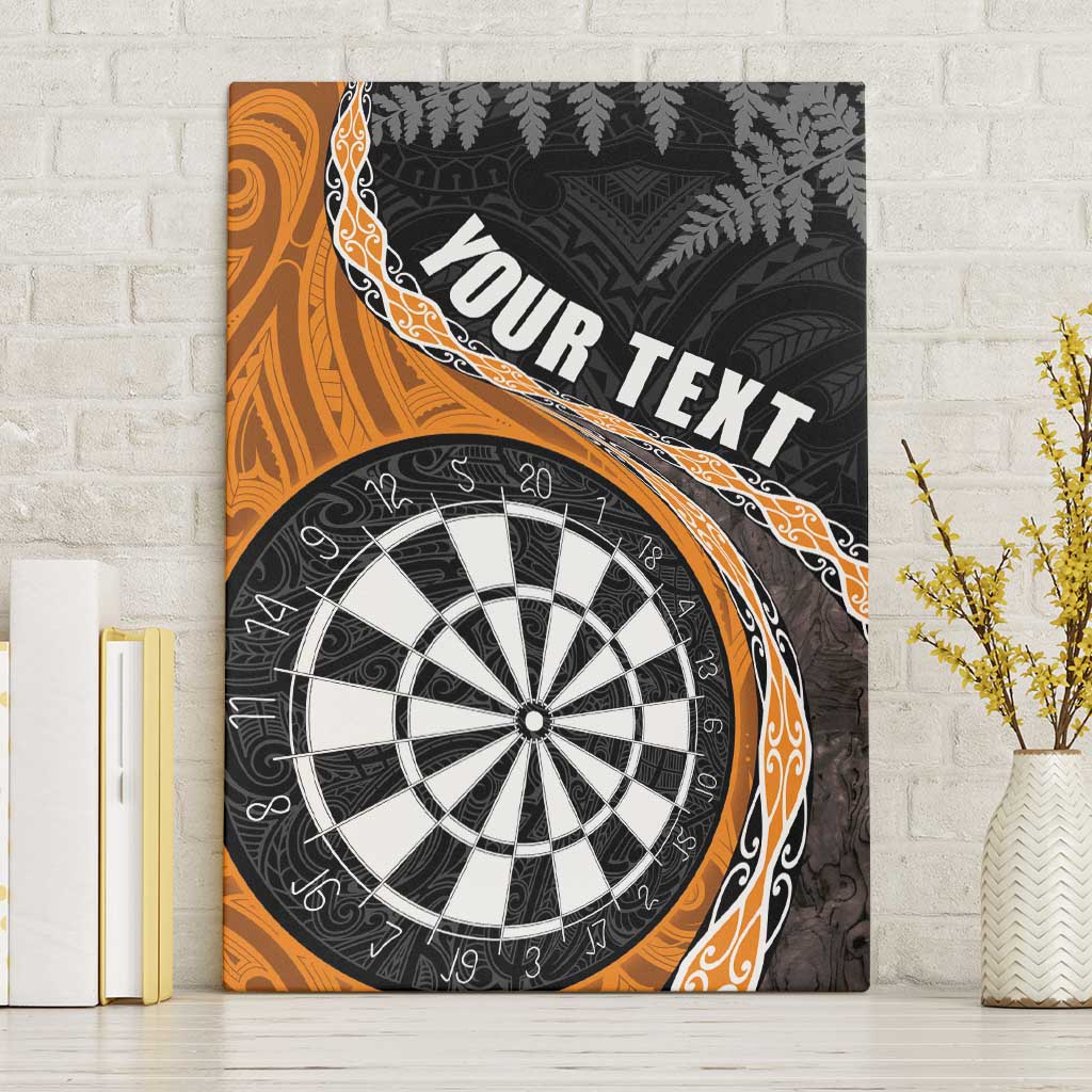 Personalised New Zealand Darts Canvas Wall Art Koru Tribal Tattoo and Silver Fern Maori Pattern Orange Color LT03 Without Frame Orange - Polynesian Pride