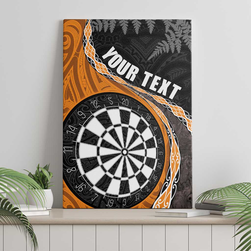 Personalised New Zealand Darts Canvas Wall Art Koru Tribal Tattoo and Silver Fern Maori Pattern Orange Color LT03 - Polynesian Pride