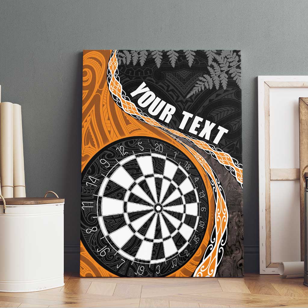 Personalised New Zealand Darts Canvas Wall Art Koru Tribal Tattoo and Silver Fern Maori Pattern Orange Color LT03 - Polynesian Pride